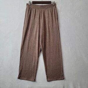 Cuddl Duds Cozy Jersey Fleece Jogger Pants Heather Brown Size PS Wide leg